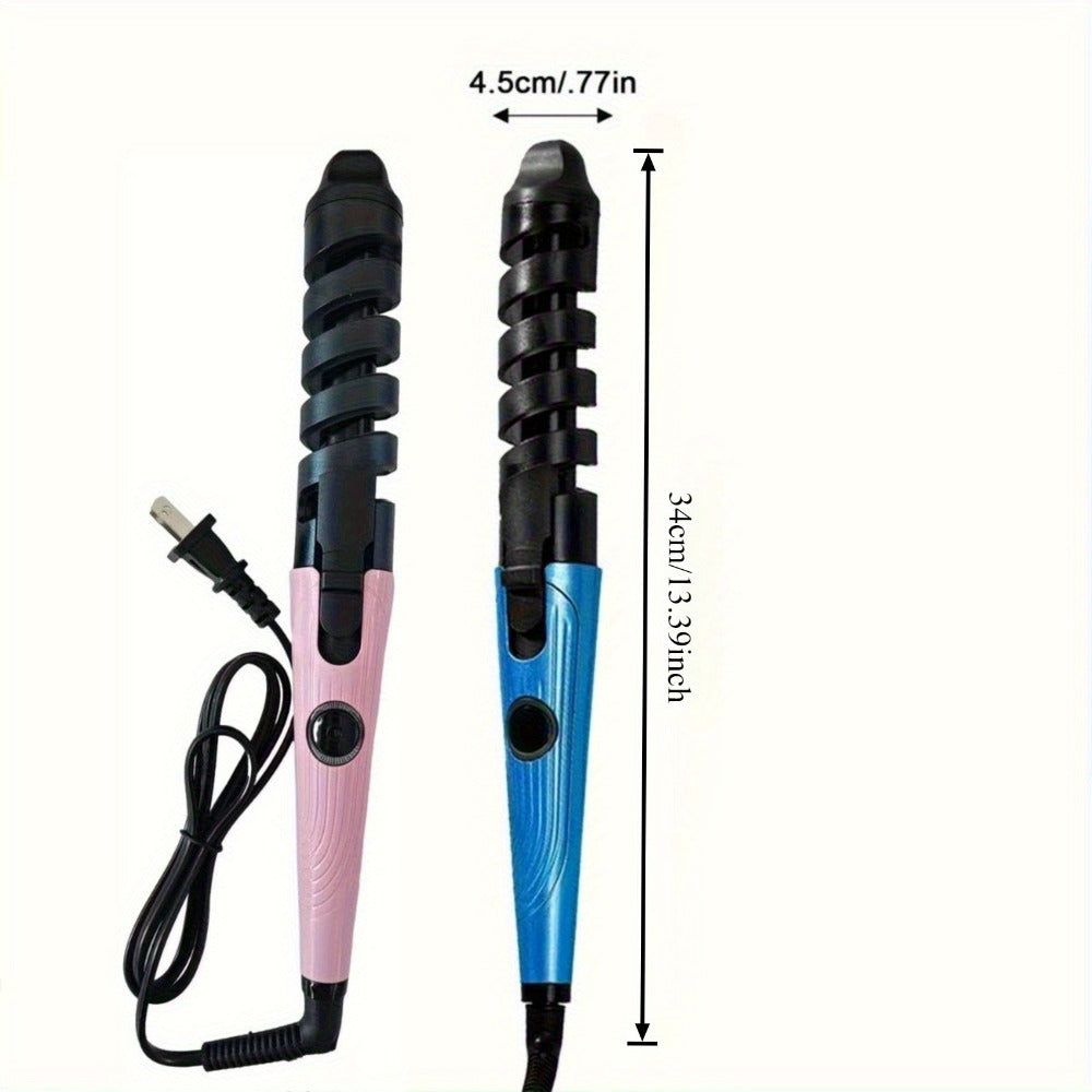 Automatic Spiral Curling Iron Ceramic Anti-Tangle – Professional Auto Curler One-Button Easy Operate Hair Styling Tool with Comb & 2 Clips for All Hair Types – Blue, Pink - product image 6