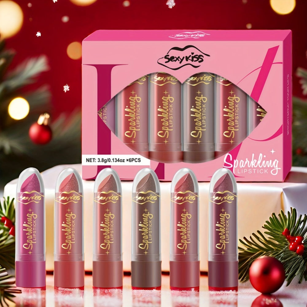 Glossy Shimmer Lipstick Gift Box Set 6PCS – Water-Resistant Long-Lasting Shimmering Lip Color in Assorted Shades, Buildable Pigment Luminous Finish Lipstick Collection for Women Al - product image 9