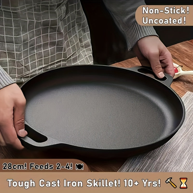3 pcs Cast Iron Pan, Pre Seasoned, Multifunctional, Non-Stick, for Pizza Lovers, for Home Kitchens, Outdoor Cooking, Durable, Even-Heating, Versatile - product image 2
