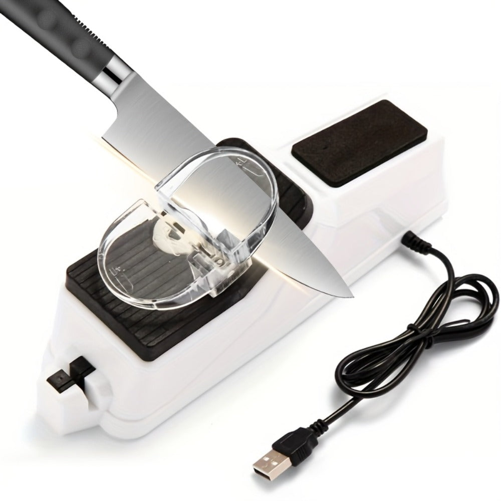 Electric Knife Sharpener with 5 Double-Sided Stones - USB Powered Professional Kitchen Knife Sharpener for Quick Sharpening & Polishing with Protective Cover - product image