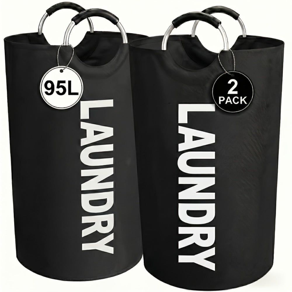 Laundry Basket 2pcs Large Foldable 25.1 Gallon, Collapsible Elevated Hamper with Half-Ring Handles for Bedroom, Bathroom & Laundry Room, Multiple Color Options - product image 3