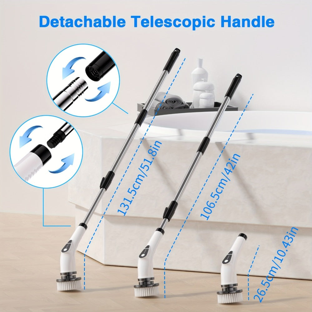Electric Spin Scrubber Cordless, 7-in-1 Cleaning Brush with 7 Replaceable Heads, Dual Speed Adjustable, USB Rechargeable, Detachable Telescopic Handle for Bathroom Tile Kitchen Tub - product image 3