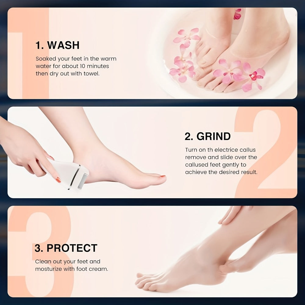 Electric Foot File 14-in-1 Rechargeable Pedicure Kit 3 Roller Heads Dead Skin Callus Remover Portable Foot Scrubber Professional Foot Care Tool for Women Men Black White Silver - product image 19