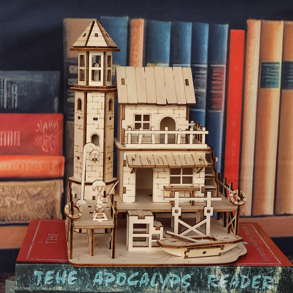 DIY Wooden Assembly Puzzle, Choose Fisherman's Hut / Treehouse / Cowboy Bar, STEM Brain Teaser Craft Kit, Unique Birthday & Holiday Gift – 3D Wood Model Kit - product image 7
