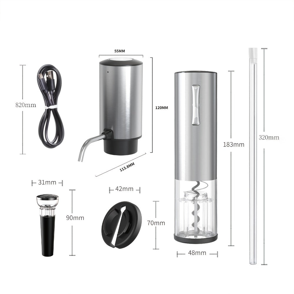 Electric Wine Opener Set – Rechargeable Automatic Corkscrew with Wine Aerator Dispenser, Vacuum Stopper & Foil Cutter for Any Occasion Gift - product image 3