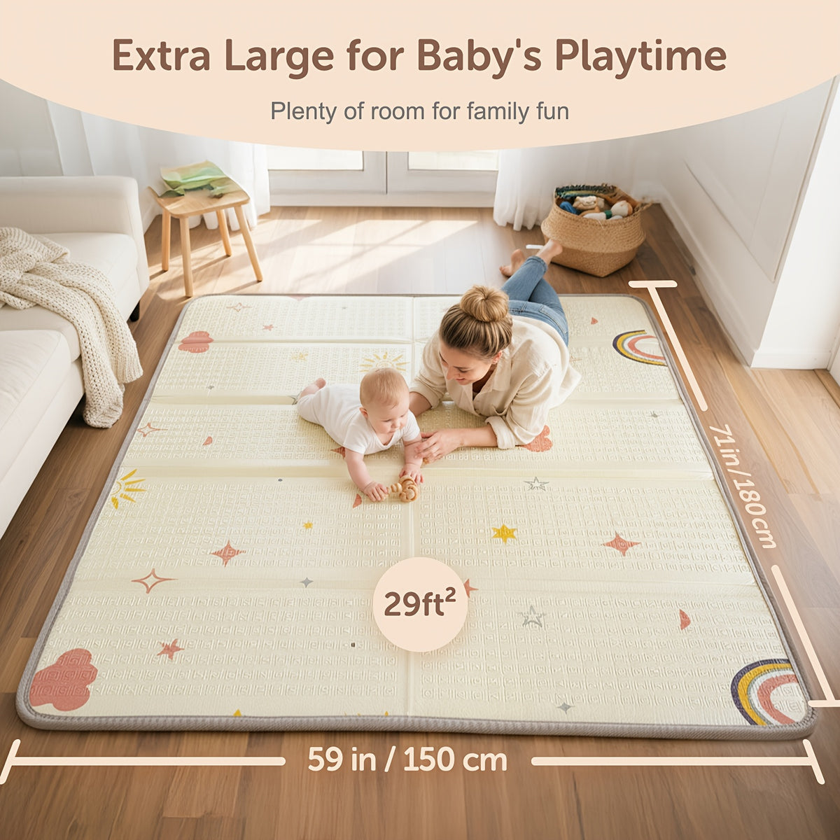 Extra Large Foldable Reversible ABC Baby Play Mat with Waterproof Padded & Non-Toxic Foam Suitable for Infants Toddlers Tummy Time, Waterproof Indoor/Outdoor - product image 2