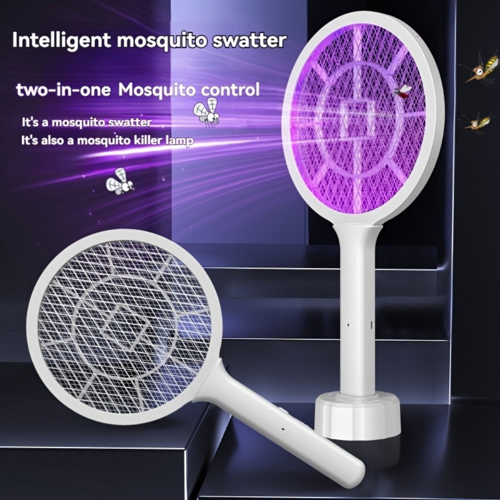 Electric Mosquito Swatter Racket Bug Zapper with LED Night Light & USB Charging, Handheld Insect Killer with Base Stand, Dual Mode Mosquito Lure Lamp for Home, Office & Outdoor Use - product image 4