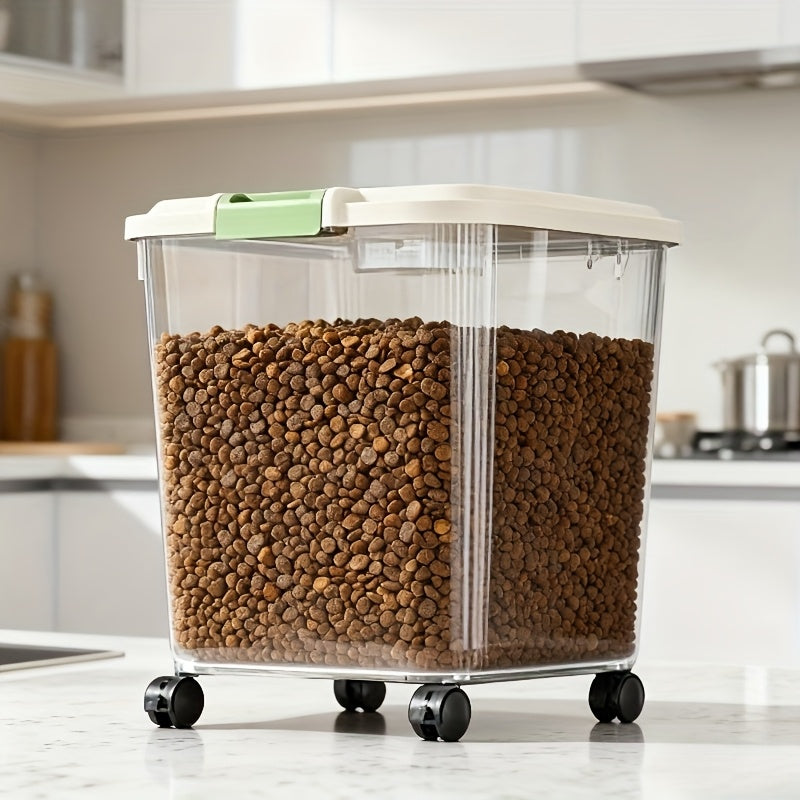 Large Capacity Moisture-Proof Bug-Proof Visible Food Level, Includes Measuring Cup, for Cats & Dogs – Transparent Pet Food Storage Container with Wheels - product image 2