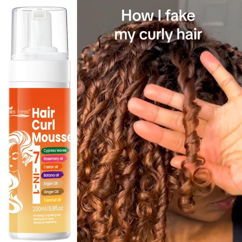 Curl Defining Hair Foam Mousse 200ml Moisturizing Smoothing Styling for Natural Fluffy Elastic Curls | Frizz Control for Wavy Coily Hair | Men & Women 6.76oz - product image