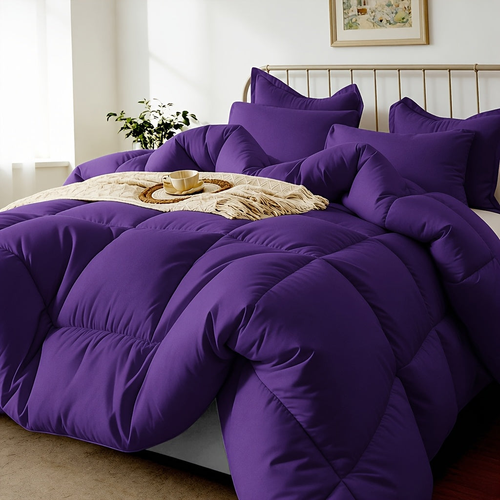 3 pcs Solid-color Diamond-quilted Comforter Set, Easy Clean, Fabric Soft Breathable, Includes 1 Comforter, 1/2 Pillow Shams, Fits All Bed Sizes Matches Various - product image 17