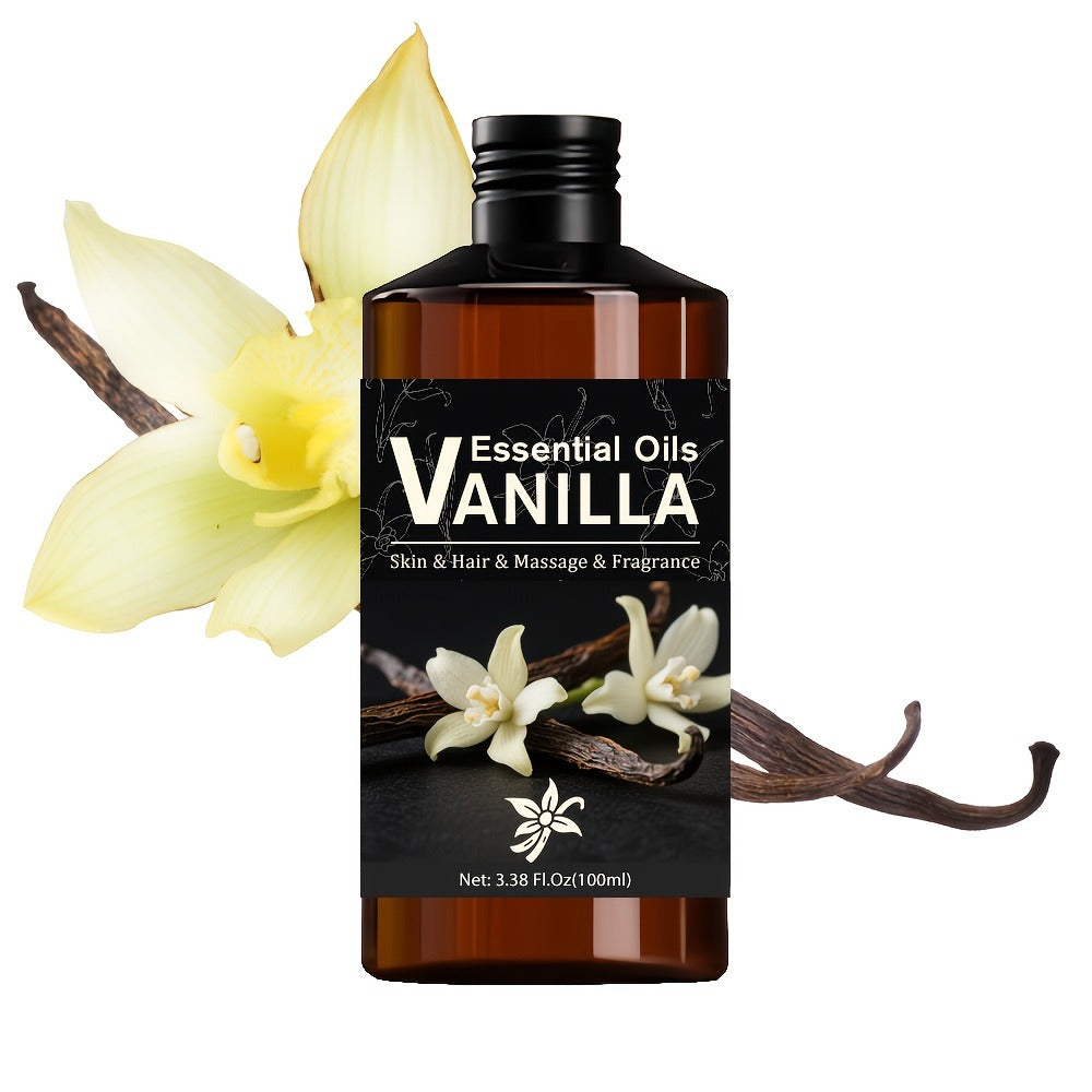 Vanilla Essential Oil 100ml Pure Natural Aromatherapy Plant Extract — Diffuser Massage Skin Care Relaxation Stress Relief Calming Scent Home Fragrance Gift - product image