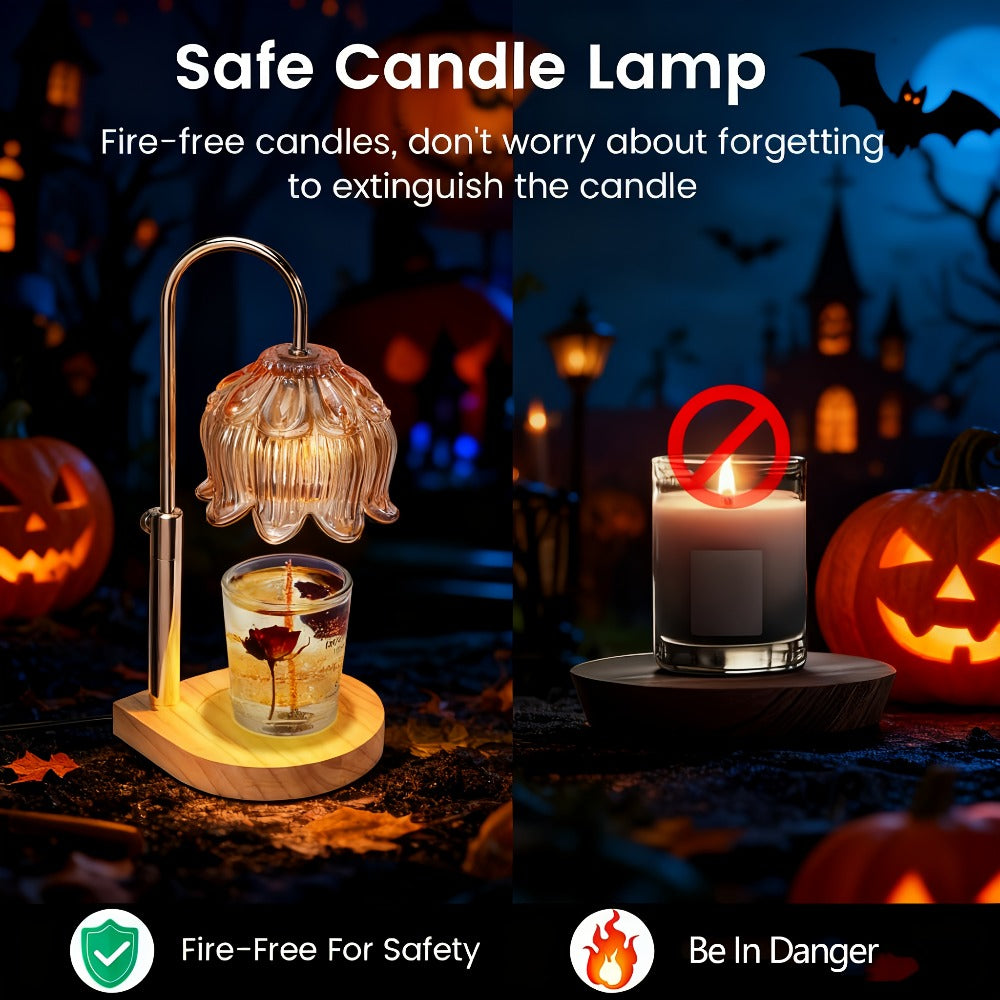 Candle Warmer Lamp Adjustable Height Dimmable Flameless Scented Wax Melt Vintage Iron Tabletop Light with Timer 120V Plug-In for Home Decor Bedroom Living Room Mother's Day Christm - product image 10
