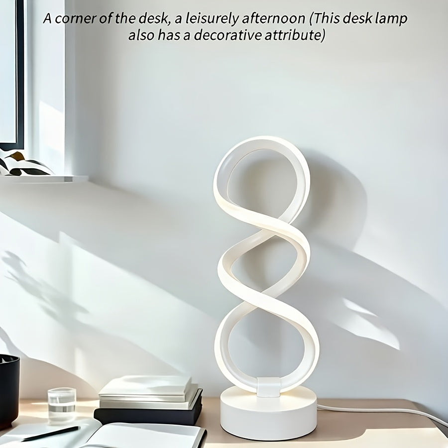 Spiral LED Table Lamp, Dimmable Push Button Control Desk Light for Bedroom Living Room Office, Modern Metal Base Indoor Accent Lamp, Unique Spiral Design Home Decor Gift for Christ - product image 24