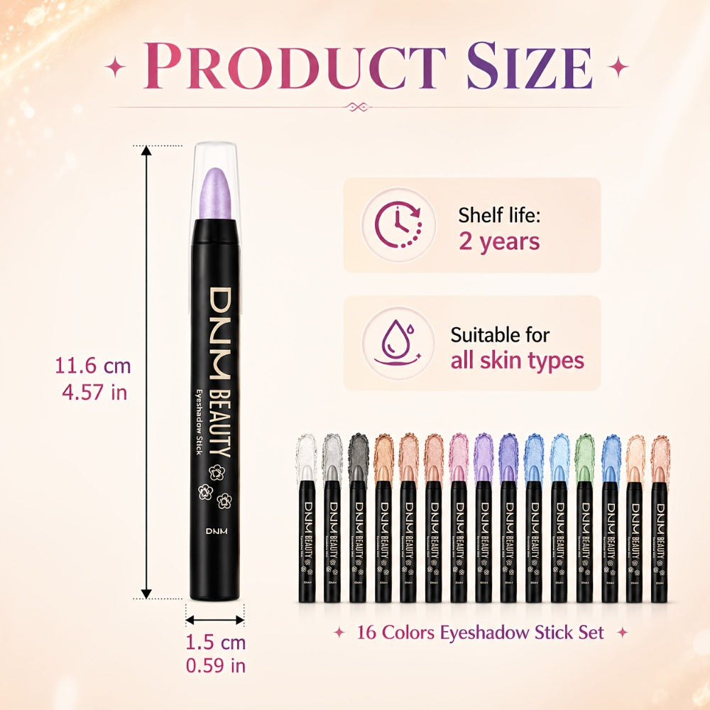 Highly Pigmented Eyeshadow Stick Set 16 Colors Waterproof Matte & Shimmer Eye Makeup Pencil Kit — Blendable Crease-Proof Long-Lasting Eye Crayon for Women Beginners Daily & Glam Lo - product image 9