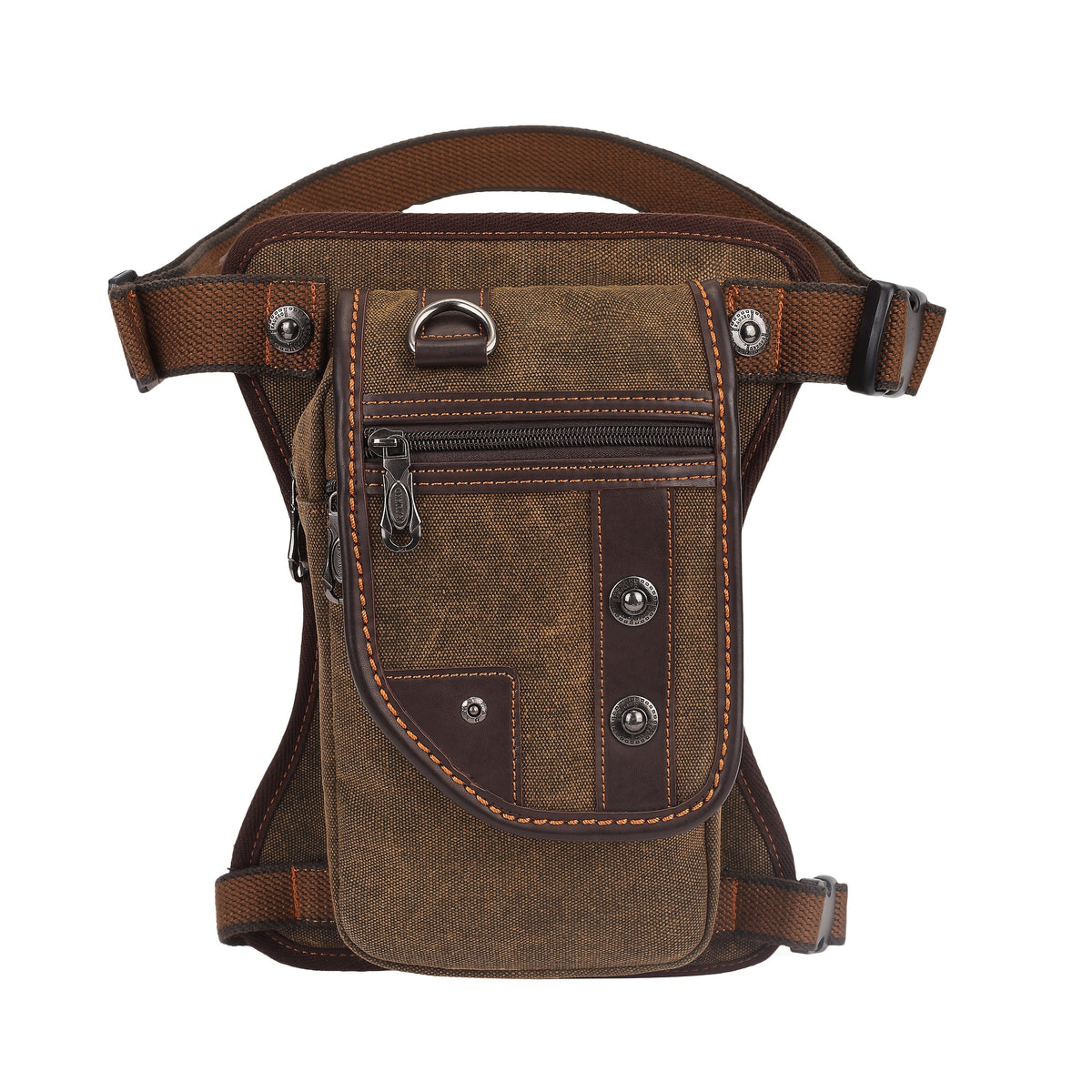 Vintage Canvas Sling Bag for Men Multifunctional Crossbody Chest Bag Waist Bag Shoulder Bag Leg Bag Hiking Outdoor Sports Travel Bag Adjustable Strap Dark Brown - product image 3