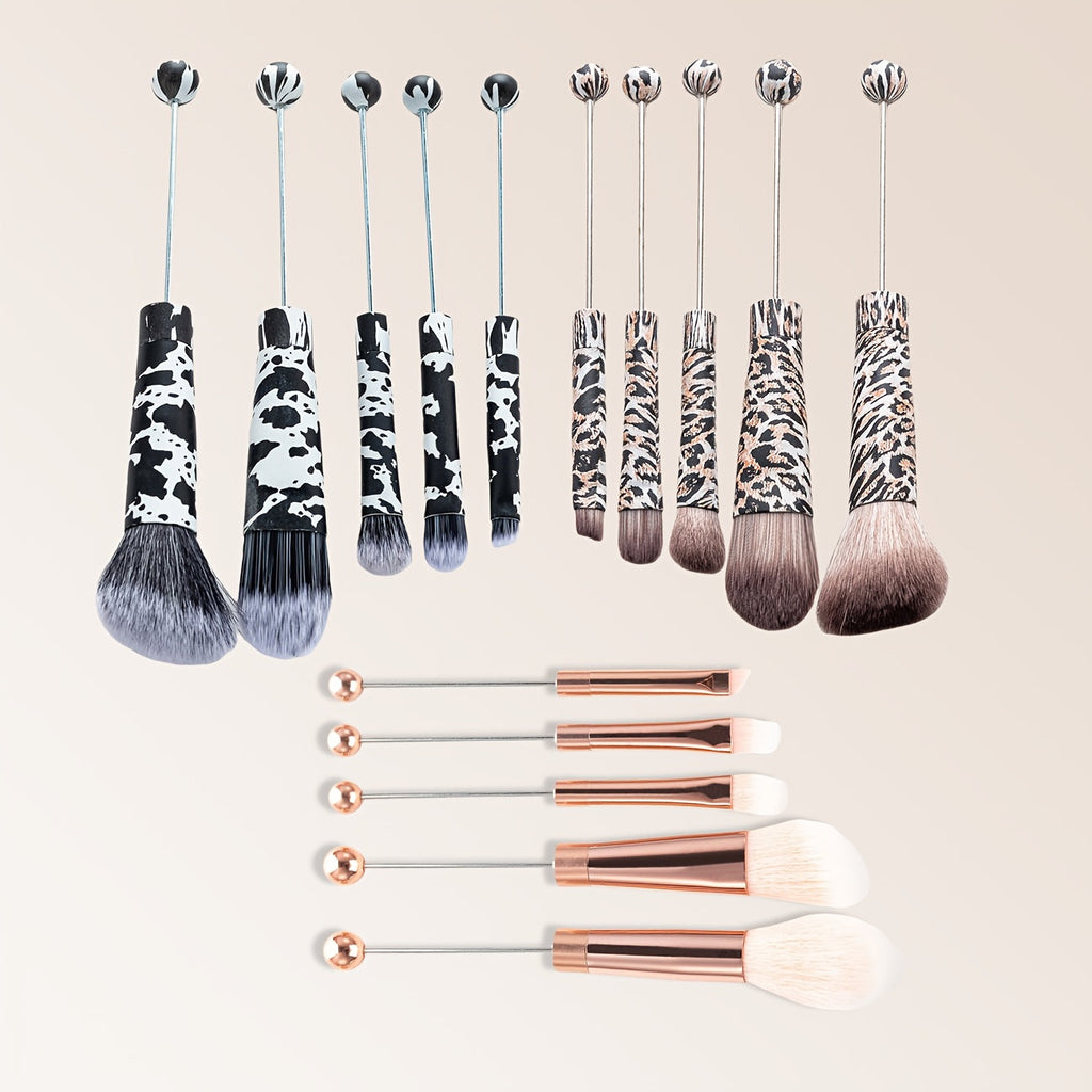 Beadable Makeup Brush Set 15PCS DIY Customizable Metal Handle - Powder Blusher Eye Shadow Slant Brushes for Women Girls - Unique Creative Beauty Gift Birthday Wedding Christmas Par - product image 18