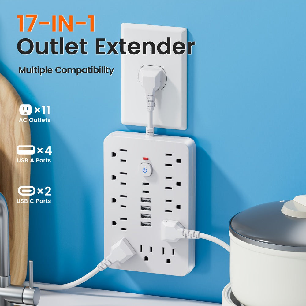 Extension Cord Power Strip with USB Ports 11 AC Outlets 4 USB-A 2 USB-C Surge Protector Overload Protection Short Cord 5FT 10FT for Home Office Study School Desk Charging Station W - product image 6