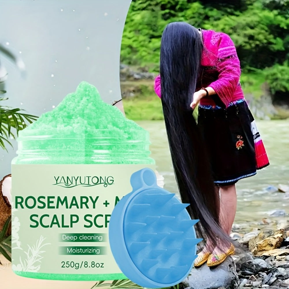 Rosemary Mint Scalp Scrub with Massage Brush 250g — Deep Cleansing Hair Scalp Exfoliator, Removes Buildup & Purifies for Oily, Dry & Color-Treated Hair, All Hair Types - product image 7