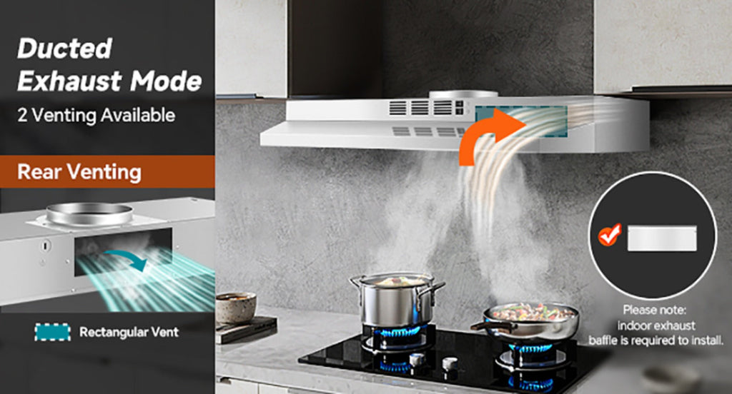 Range Hood 36 Inch Under Cabinet Ducted Ductless Convertible Stainless Steel 350CFM 2-Speed Exhaust Fan LED Light 3-Layer Aluminum Mesh Filter Top Rear Venting Kitchen Vent Hood - product image 18