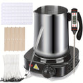 Complete DIY Candle Making Kit with Electric Wax Melter & Thermometer - 30.43oz Wax Pouring Pot, Spoon & Wick - -in- Starter for Adults & Beginners (Stainless - product image