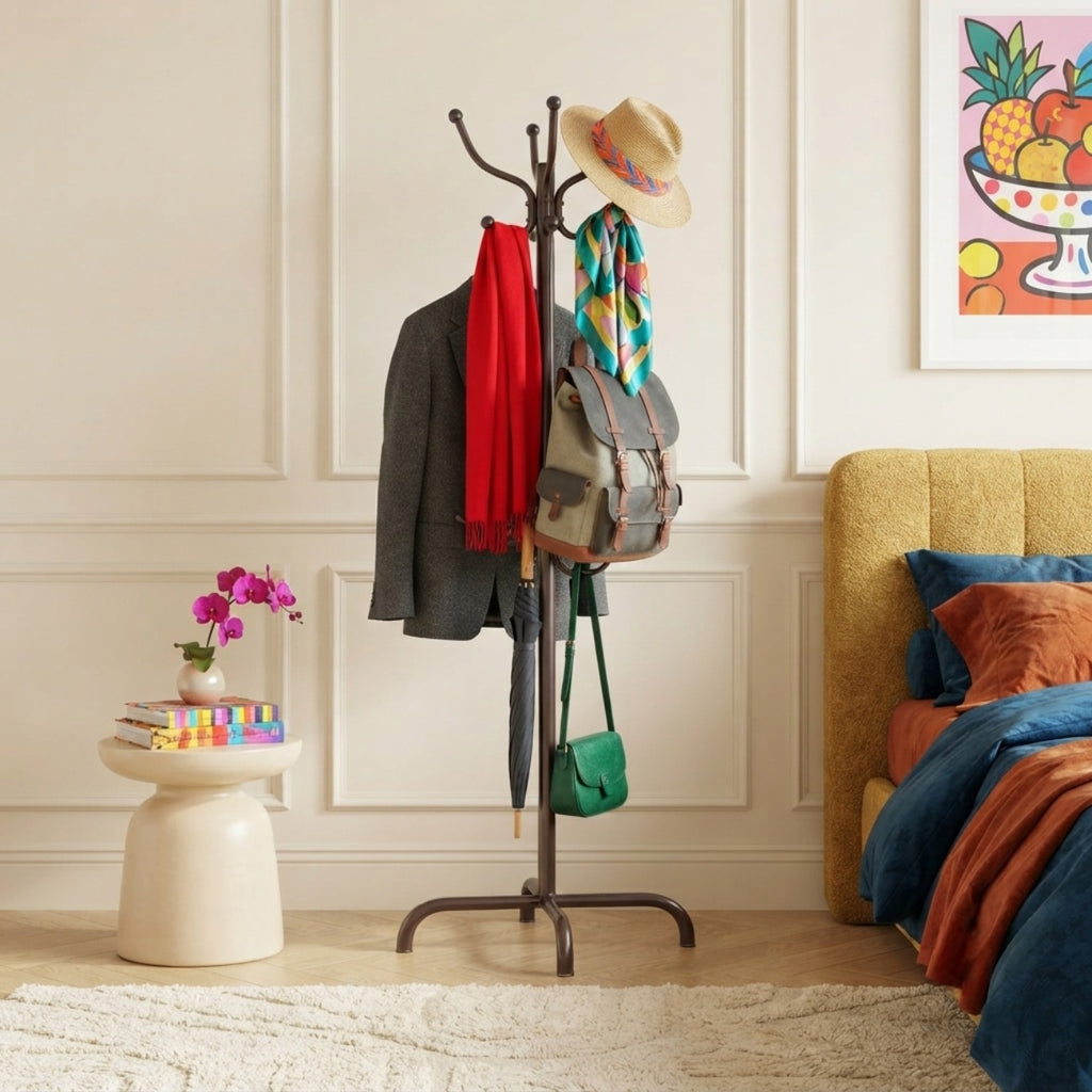 14-Hook Metal Hat Racks--Freestanding Coat Rack with a Total Weight Capacity of 11 Pounds, Suitable for Hallways, Bedrooms and Offices, Sturdy Rack for Hats - product image