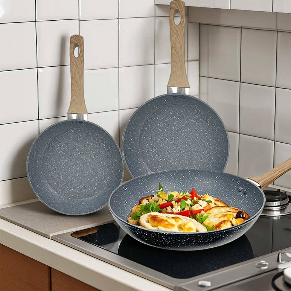 Non-Stick Frying Pan Set 3-Piece 7 9.5 11 Inch – Dishwasher Safe Skillet Set with Insulated Handle | Induction Compatible Home Kitchen Pans in Beige Grey & Black | Durable Even-Hea - product image 9