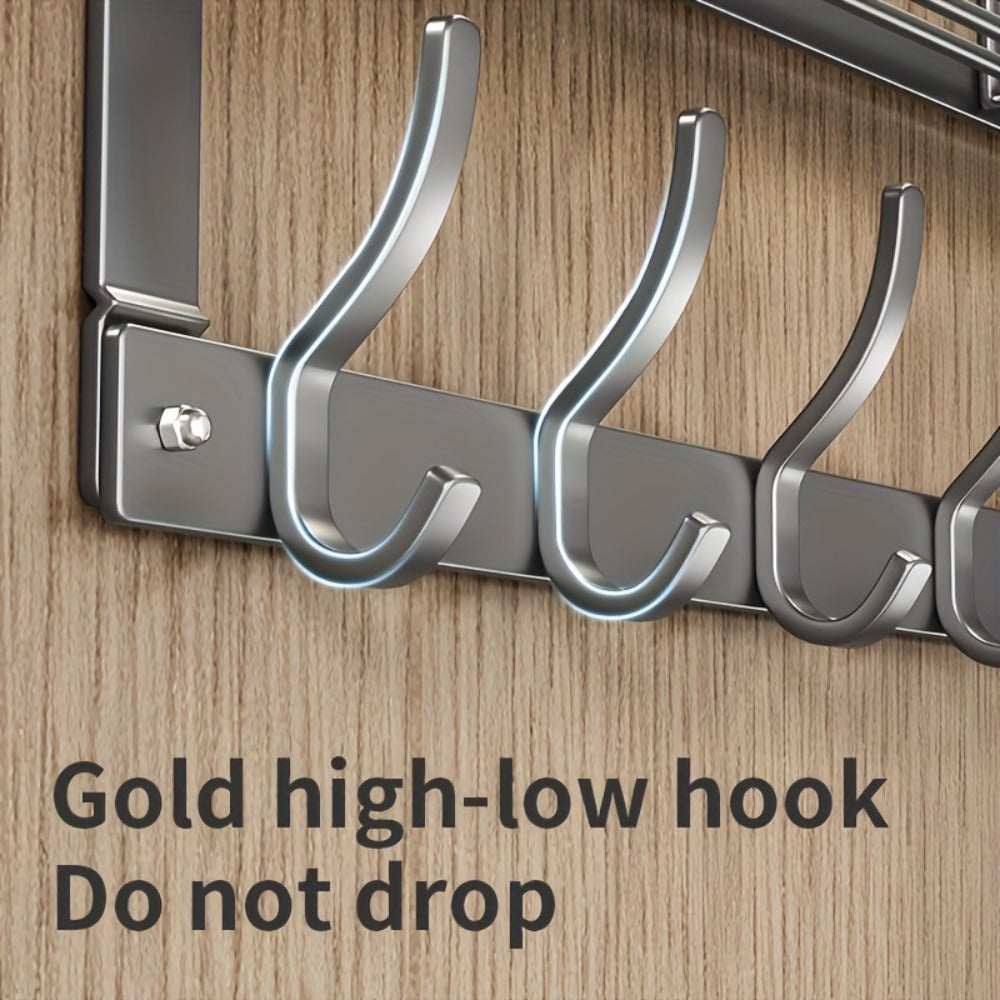 Over Door Hook Rack No Drilling Metal Storage Organizer – 4 5 6 Hooks for Bedroom Bathroom Kitchen, Versatile Door Hanger for Coats Towels Bags & Robes - product image 9