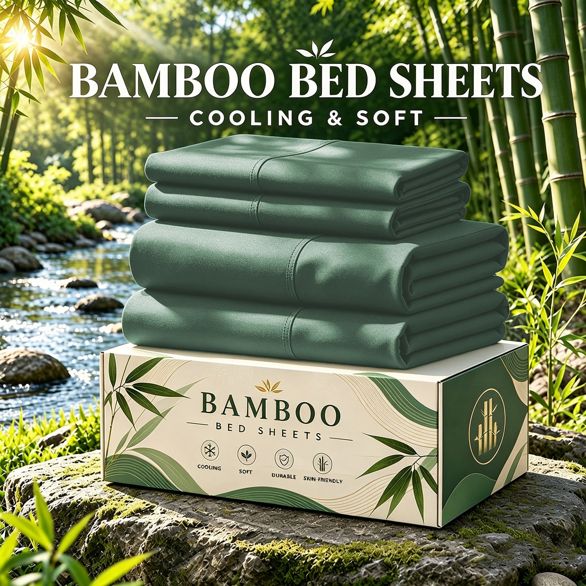 6 pcs Deep Pocket Cooling Bamboo Sheet Set, Luxurious and Ultra-Soft, Breathable, 16 Inch Extra Deep Pocket, Twin, Full, Queen, King, Multiple Colors to Choose - product image 35