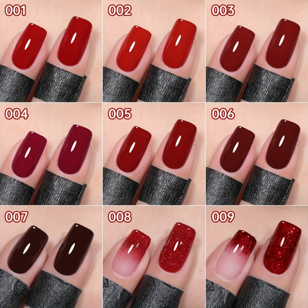 Gradient Gel Nail Polish Set 9pcs Ancola Red Collection – High Saturation Solid Gel, Shiny Gloss Finish, LED Curable Multifunctional Nail Gel | Spring Summer Ombre DIY Manicure Kit - product image 6