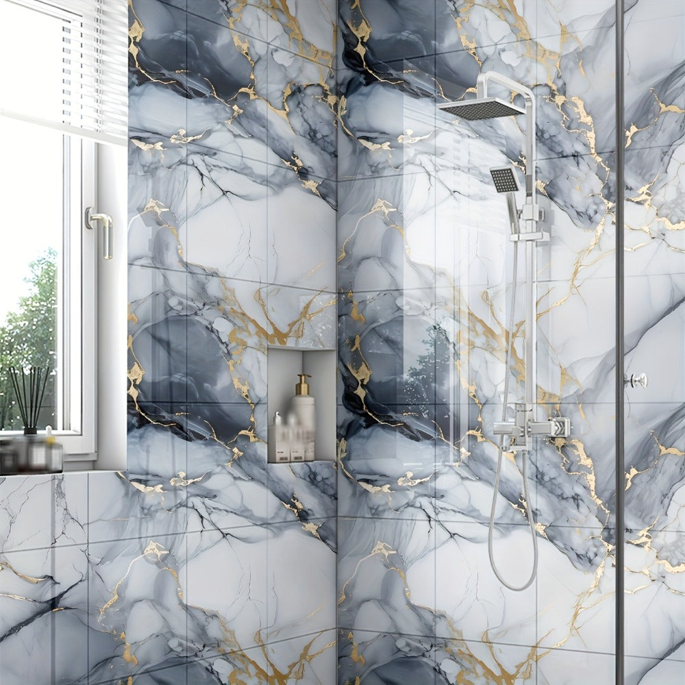 Peel and Stick Wall Tiles 50/100pcs - Waterproof PVC Marble Self-Adhesive Vinyl Panels for Bathroom Shower Kitchen Living Room TV Backdrop, Modern Wall Decor Easy Installation No G - product image 19