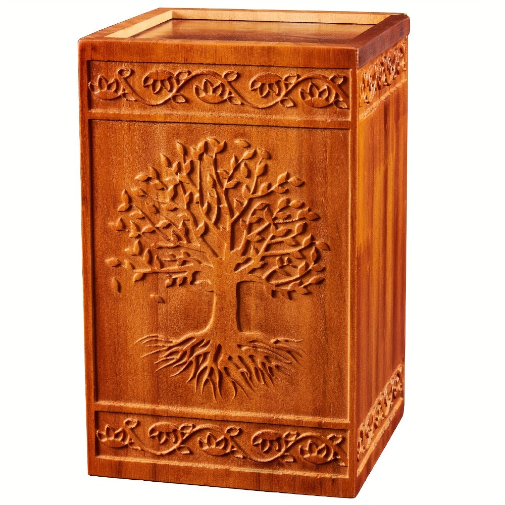 Cremation Urns for Human Ashes Adult – Wood Tree of Life Memorial Urn Box 200 Cu In for Men Women Child Burial Funeral Keepsake Holds Adult Ashes Fits Pets Cat Dog - product image 3