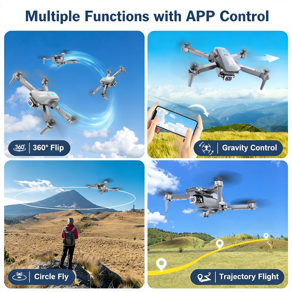Beginner Vlogging Aerial Photography Quadcopter Gift for Kids Teens Adults | Foldable HD Camera Drone Free Storage Bag USB-C Charging 3D Flips Single or Dual - product image 6