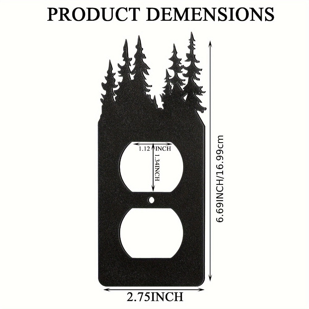 Light Switch Cover Plates 6 Pack Metal Bear Moose Trees Mountains Rustic Cabin Nature Theme Single Gang Wall Plate 2.75 x 6.69 Inch for Home Bedroom Living Room Cabin Lodge Decor - product image 3