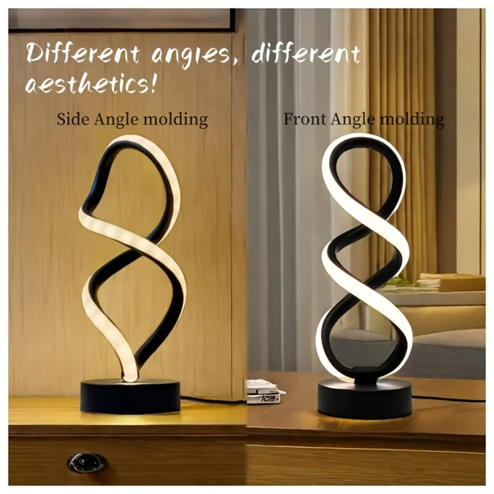 Spiral LED Table Lamp, Dimmable Push Button Control Desk Light for Bedroom Living Room Office, Modern Metal Base Indoor Accent Lamp, Unique Spiral Design Home Decor Gift for Christ - product image 12