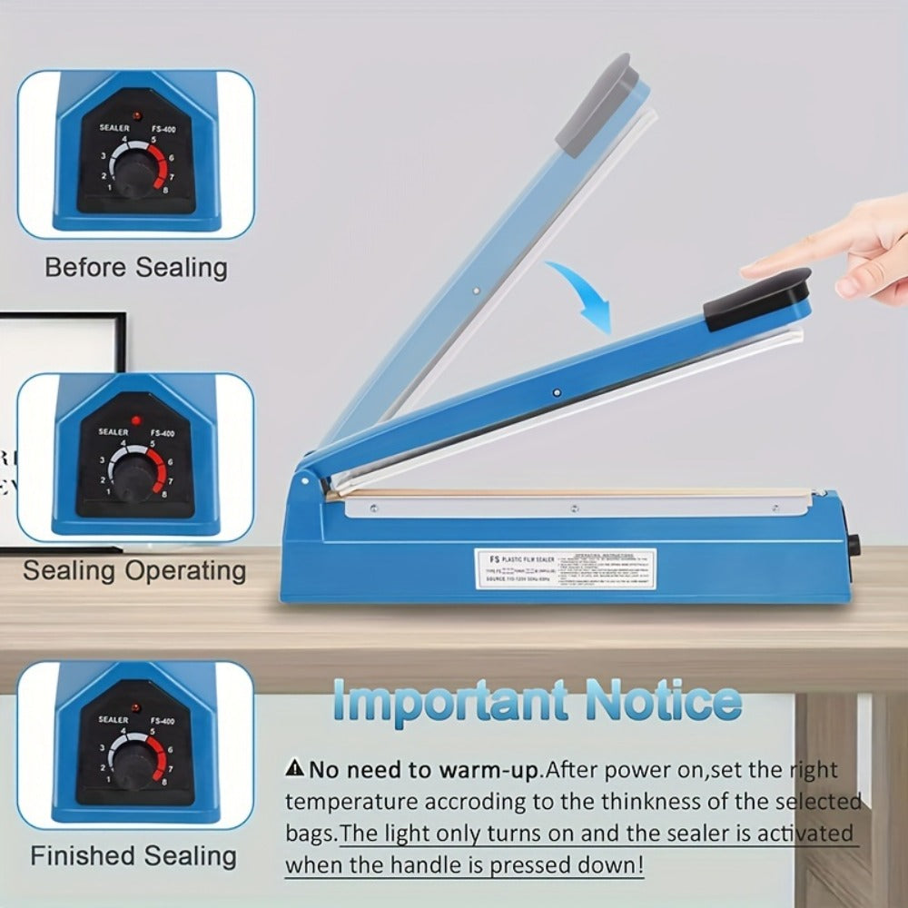 Impulse Heat Sealer 8" & 12" | Adjustable Temperature Poly Bag Sealing Machine for Plastic, Mylar, PE & PP Bags – Portable Manual Heat Sealer for Home, Restaurant, Retail & Food St - product image 8