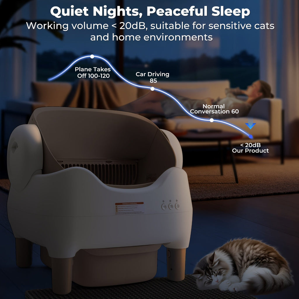 App Control, Open-Top Design, 10L Waste Bin, Ultra-Quiet <20dB, Infrared Safety Sensors, Kitten Mode for Multi-Cat Homes – Smart Self-Cleaning Cat Litter Box - product image 4