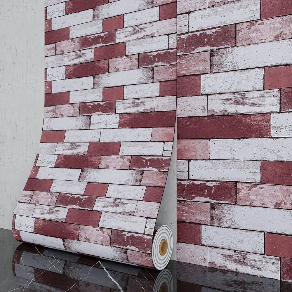 3D Brick Foam Wallpaper Self Adhesive Peel and Stick Wall Panels Waterproof PVC Rustic Brick Pattern Home Bathroom Kitchen Wall Decor Blue Brown Red 17.5in Wide - product image 7