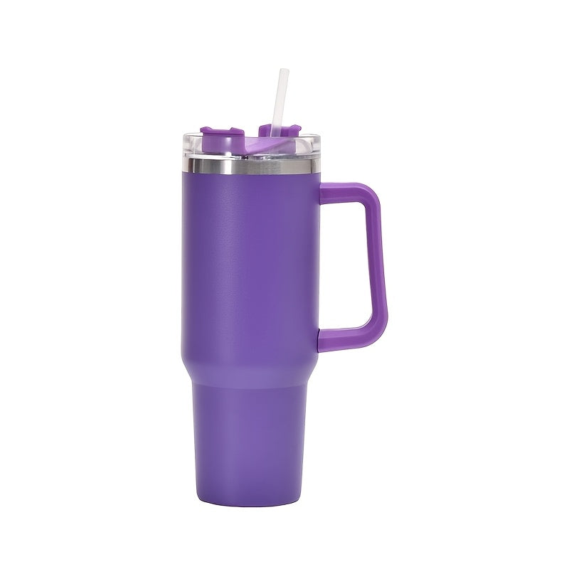 Double-Wall Vacuum 304 Stainless Steel Travel Cup, Leakproof & Rustproof, Hot & Cold Drinks, 15 Colors, Perfect Gift for Christmas, Travel & Outdoor | Insulated Tumbler 40oz with Handle & Straw Lid