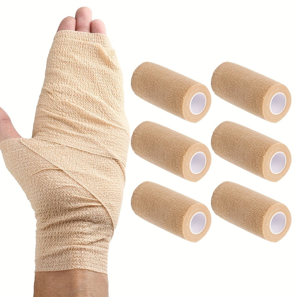 Self Adhesive Bandage Wrap 4 Inch x 5 Yards Cohesive, 6 Rolls Non-Woven Self-Sticking Athletic Tape for Ankle Knee Wrist Sprains, Breathable Elastic First Aid Medical Wrap Elbow Su - product image