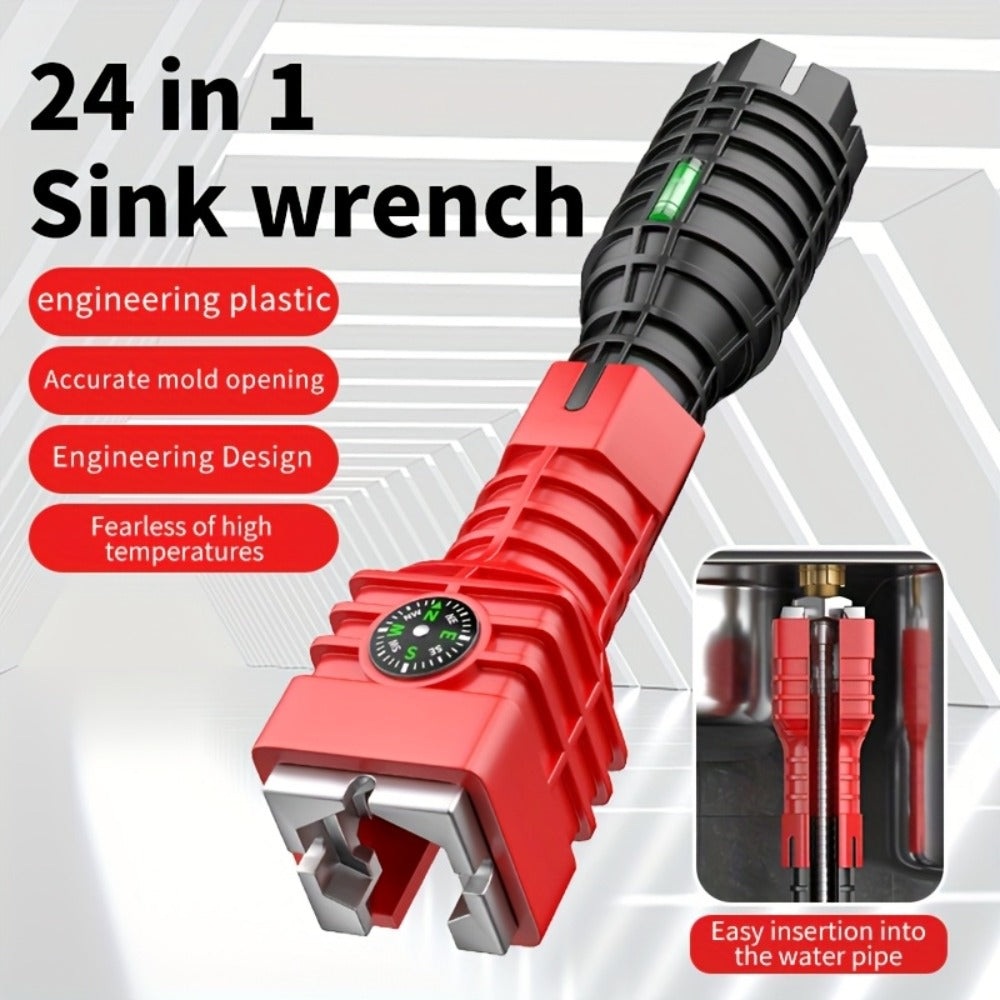 Sink Wrench Kit 18-in-1 Plumbing Tool Set - Universal Faucet Basin Wrench for Tight Spaces, Non-Slip Ergonomic Handle, Pipeline Maintenance Tool for Kitchen, Bathroom & Emergency P - product image