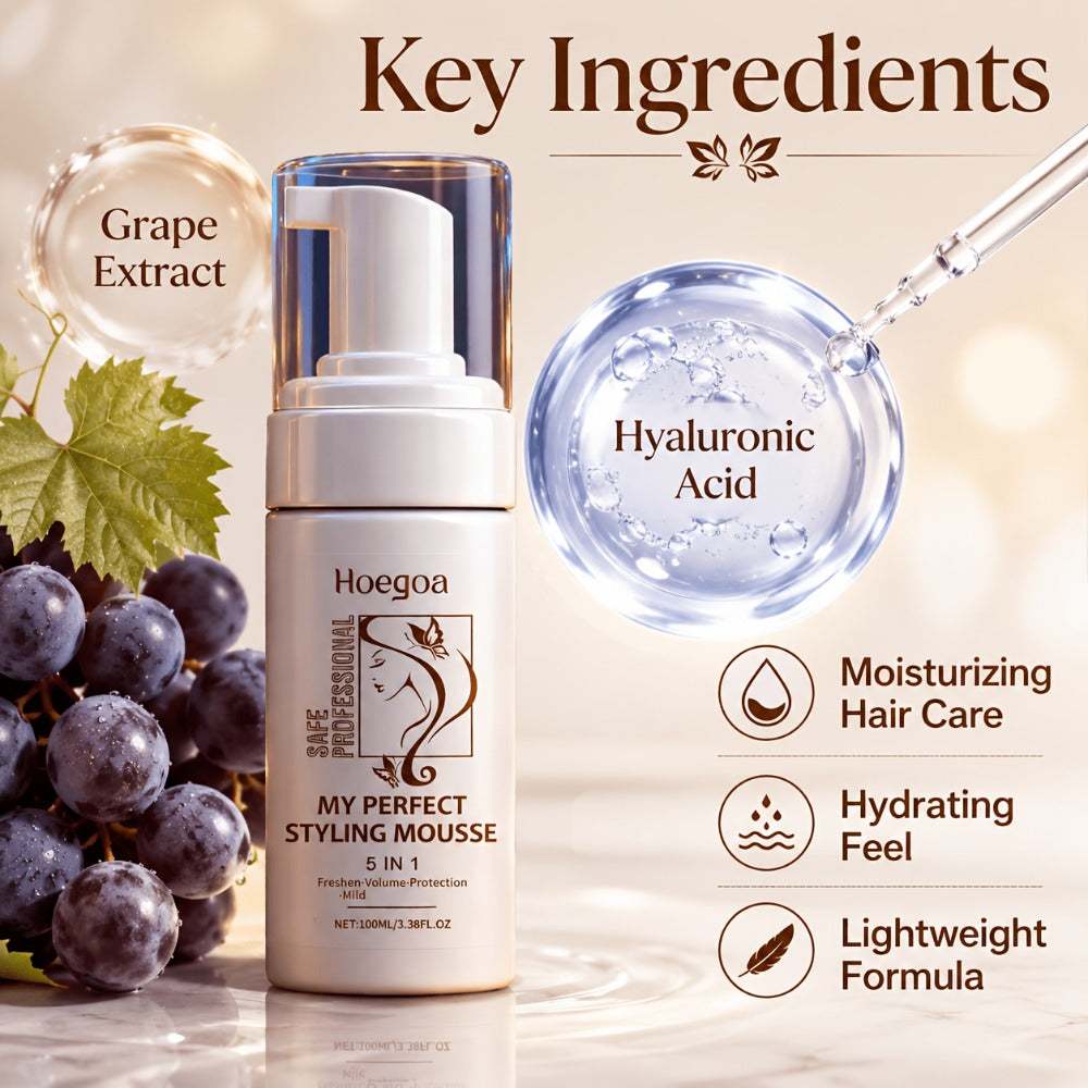 Hair Styling Mousse with Mint Extract & Hyaluronic Acid — Long-Lasting Flexible Hold, Moisturizing Mild Formula, Frizz Control, Volume & Shine for All Hair Types, Women, 100ml — Gi - product image 10
