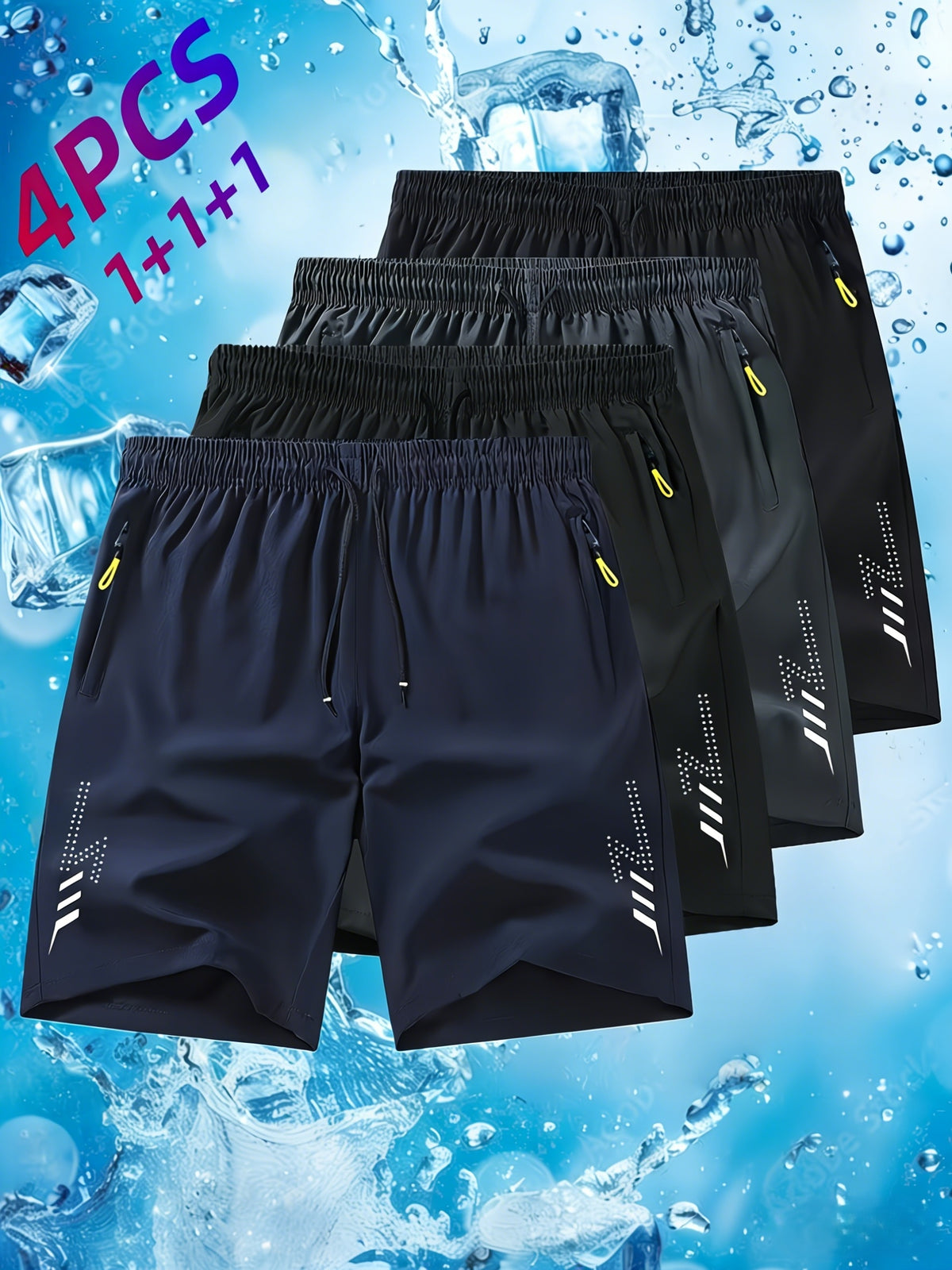 6pcs Of Men's Lightweight Summer Athletic Shorts - Breathable, Moisture-wicking, and Quick-drying; Solid Colors With Zippered Pockets; Suitable For Both Sports - product image 2