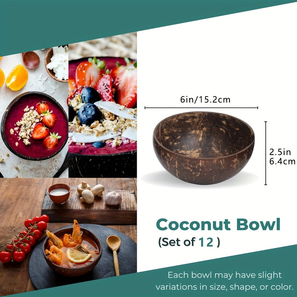 Coconut Shell Bowls Polished Handmade Natural Wooden Bowls for Smoothie, Acai, Fruit, Salad & Yogurt — Rustic Decorative Serving Bowls, Eco-Friendly Vegan Kitchen Gift | 3 or 12 Pa - product image 4