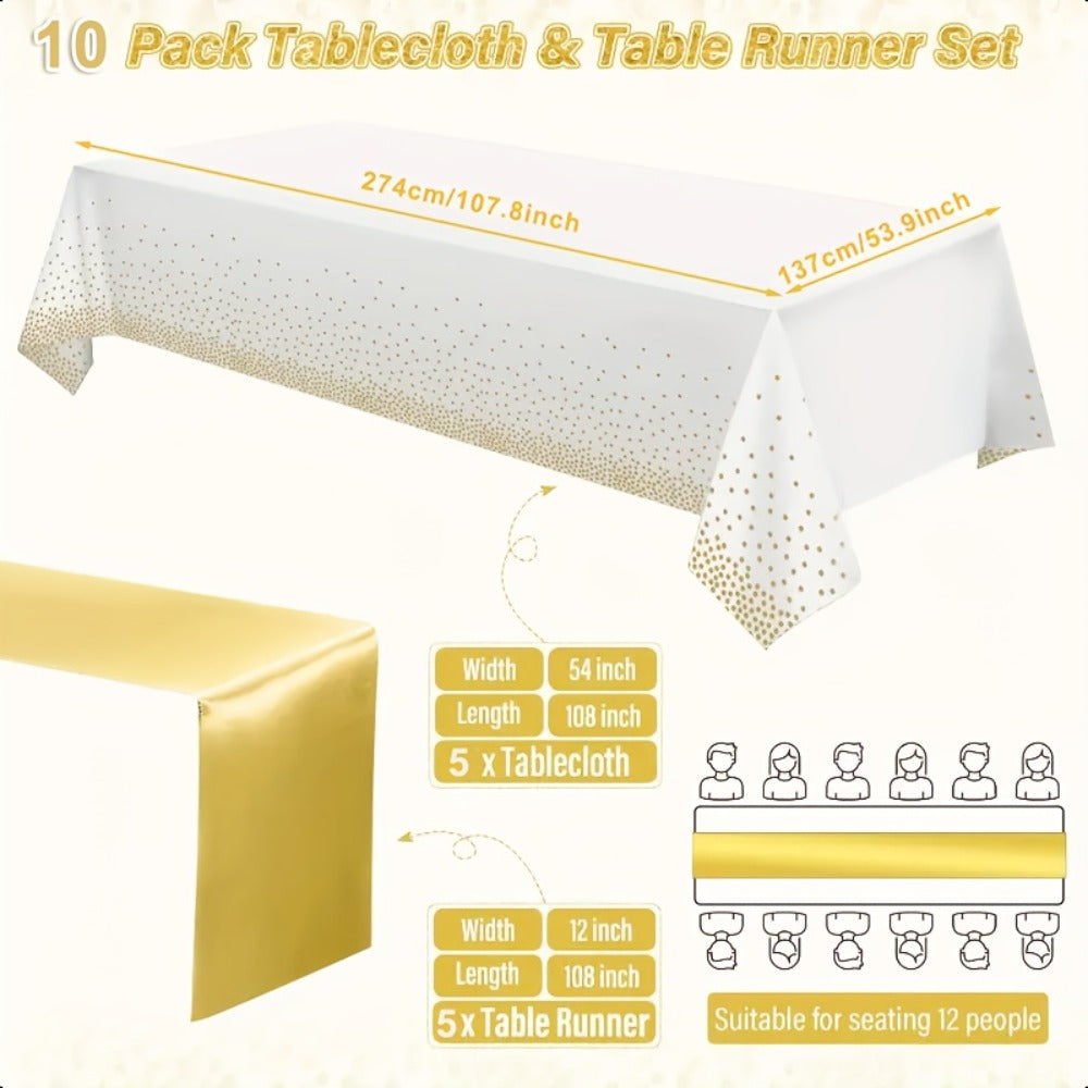 Plastic Party Table Covers for Wedding Birthday Graduation Anniversary Baby Shower Bridal Shower Elegant Bulk Party Decorations | Disposable Tablecloth & Table - product image 2