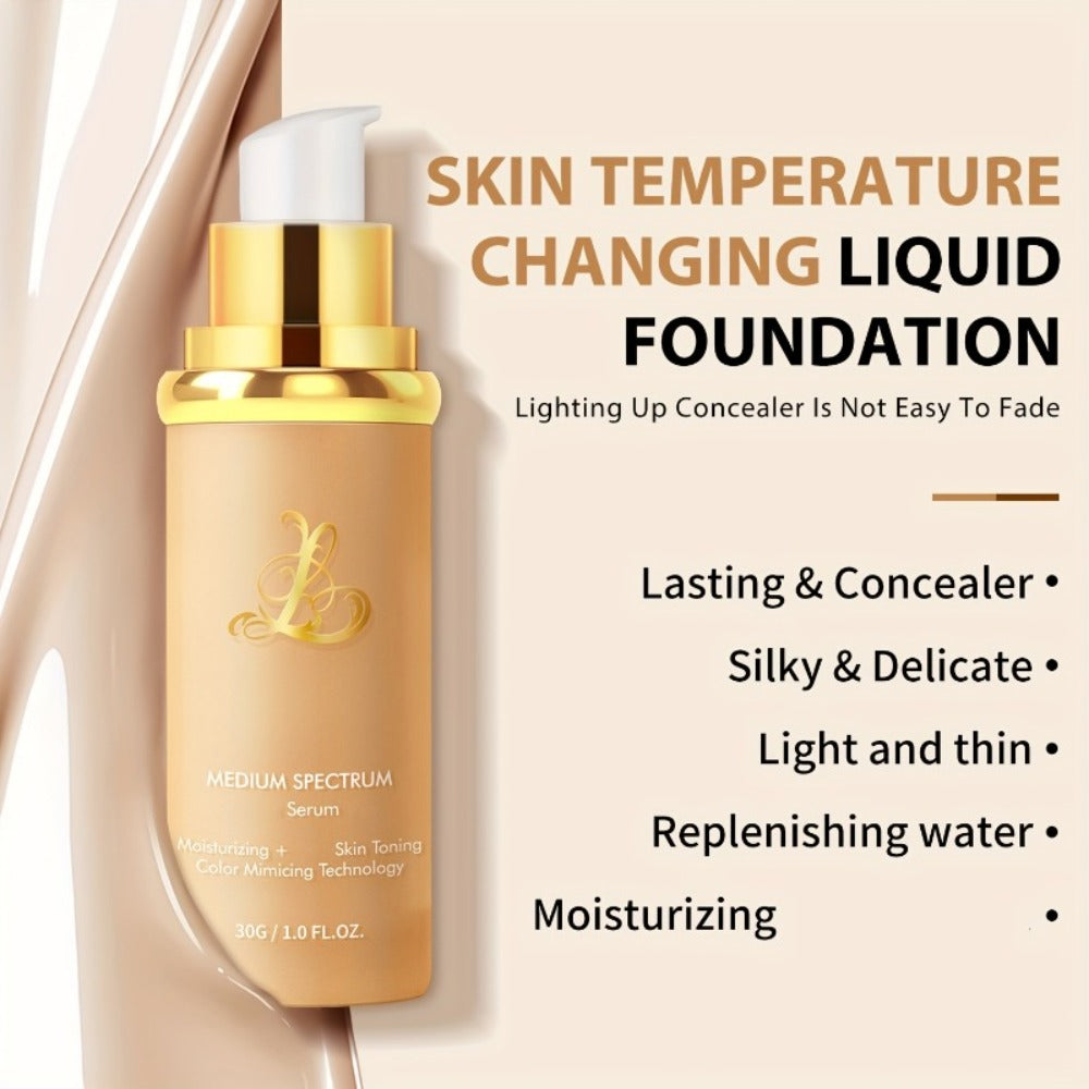 Color Changing Liquid Foundation 4-in-1 Full Coverage Waterproof Long-Lasting Concealer Color Corrector Moisturizing Natural Finish Makeup Base for All Skin Tones Light to Beige - product image 6