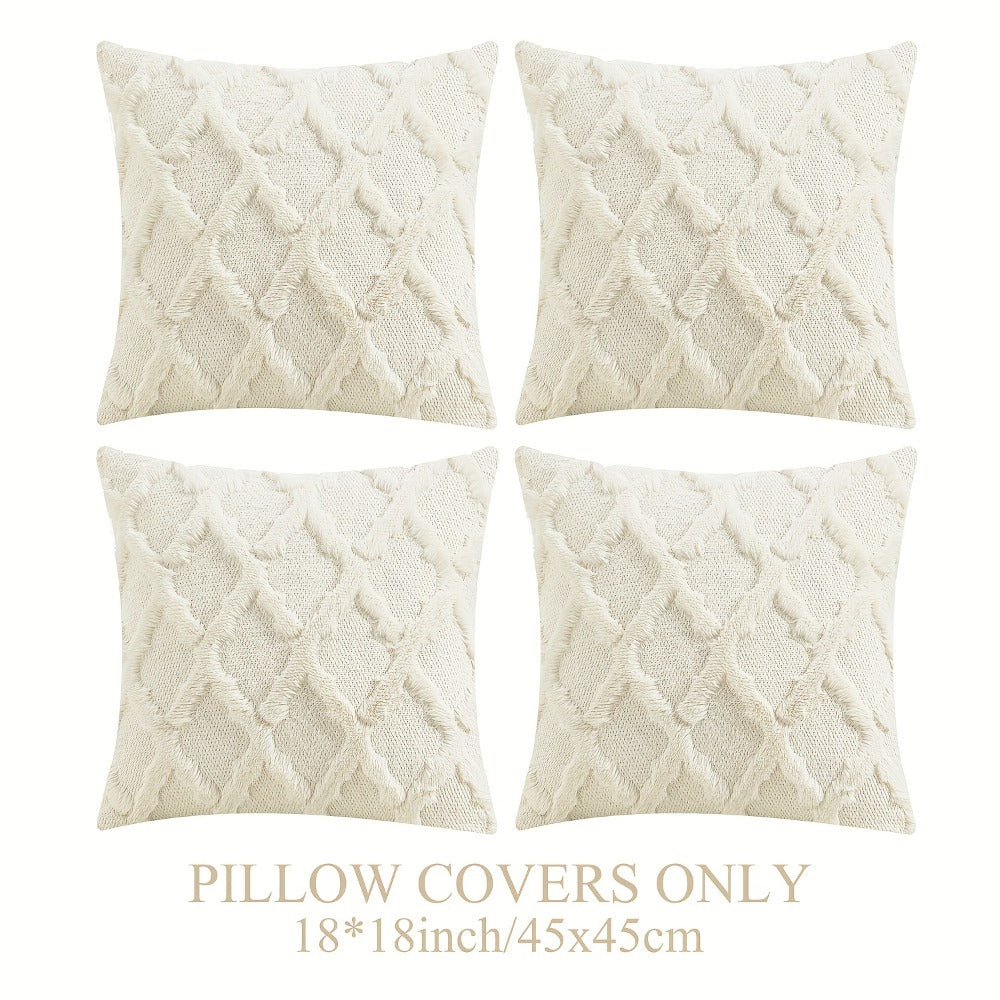 Decorative Pillow Covers 18x18 Set of 4 Boho Soft Plush Faux Wool Throw Pillow Cases with Zipper for Sofa Couch Bedroom Living Room - Luxury Cushion Covers - product image 4
