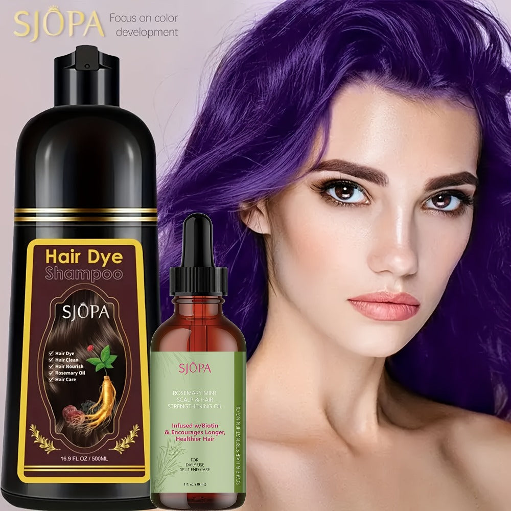 Hair Dye Kit 3-in-1 Color Shampoo with Rosemary Oil 500ml - Natural Safe No Ammonia Quick Coloring Gray Coverage Gentle on Skin Unisex Black Brown Red Purple Silver 12 Shades - product image 13