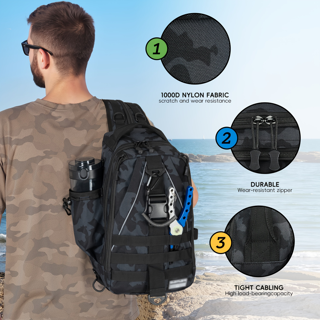 Waterproof Fishing Backpack Tackle Sling Bag | Rod Holder Daypack for Shore, Kayak & Fly Fishing | Men Women Outdoor Gear - product image 13
