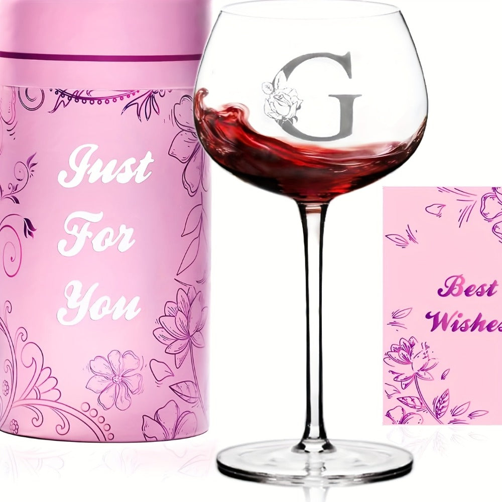 Personalized Wine Glass Gift for Women – A-Z Initial Letter Monogrammed Wine Glass with Gift Box & Greeting Card – Unique Birthday, Christmas & Mother's Day Gift for Mom, Best Frie - product image 12