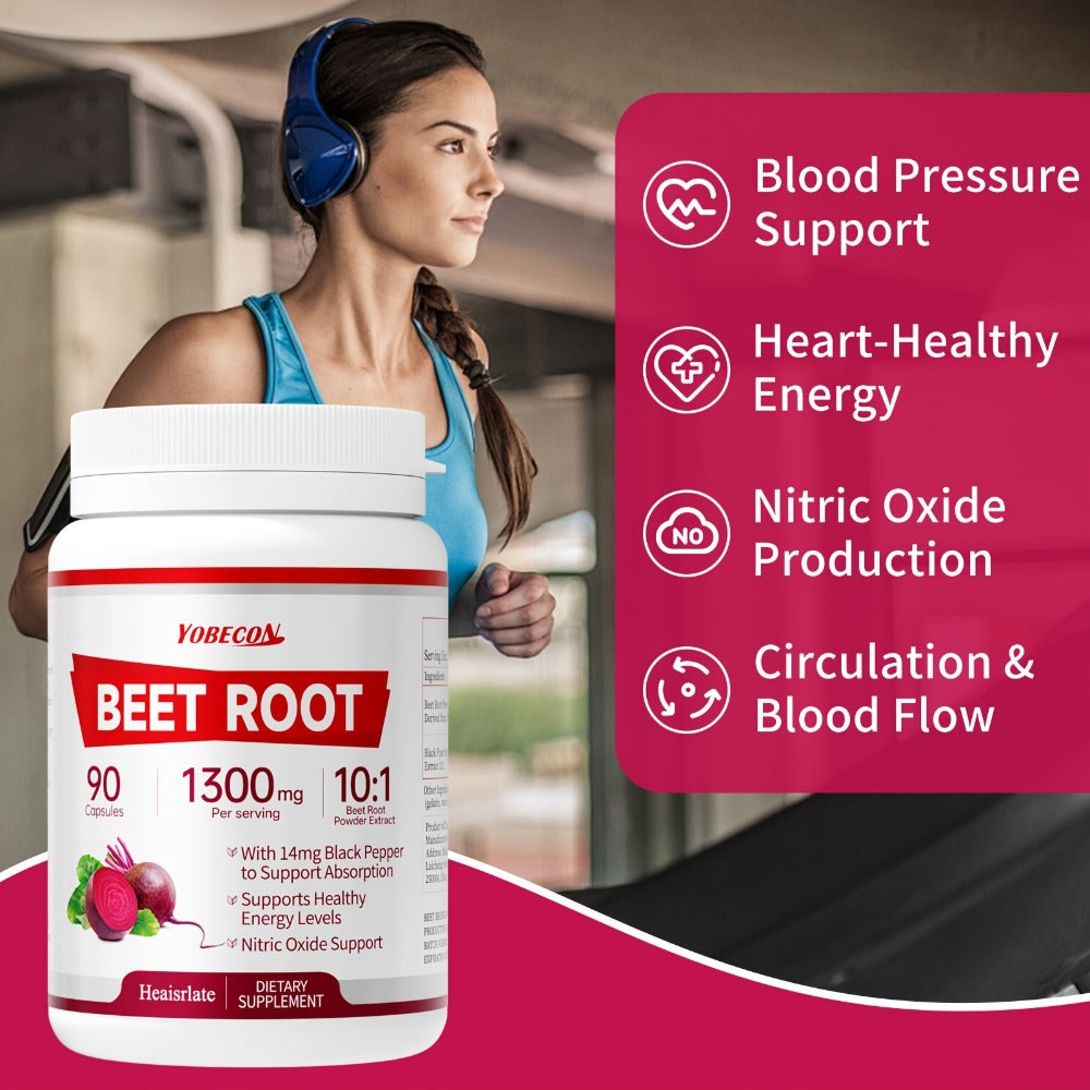 Beet Root Capsules 1300mg Nitric Oxide Supplement for Blood Flow Circulation Energy Support Plant-Based Formula for Men and Women - product image 8